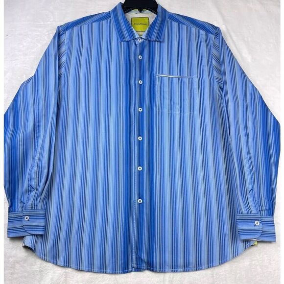 Tommy Bahama Men's Button-Up Shirt Size XL Blue Island Modern Fit Striped Cotton - Picture 1 of 13